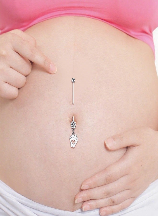 DJCIW 14G CZ Pregnancy Belly Button Rings, Flexible Clear Acrylic Navel Rings for Pregnant Women and Maternity Sports, Comfortable Piercing Retainer, Customizable Long Bars 10-38mm with Replacement Balls - Image 3